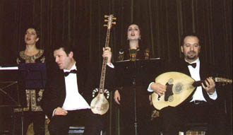 Musicians and singers performing Turkic music.
