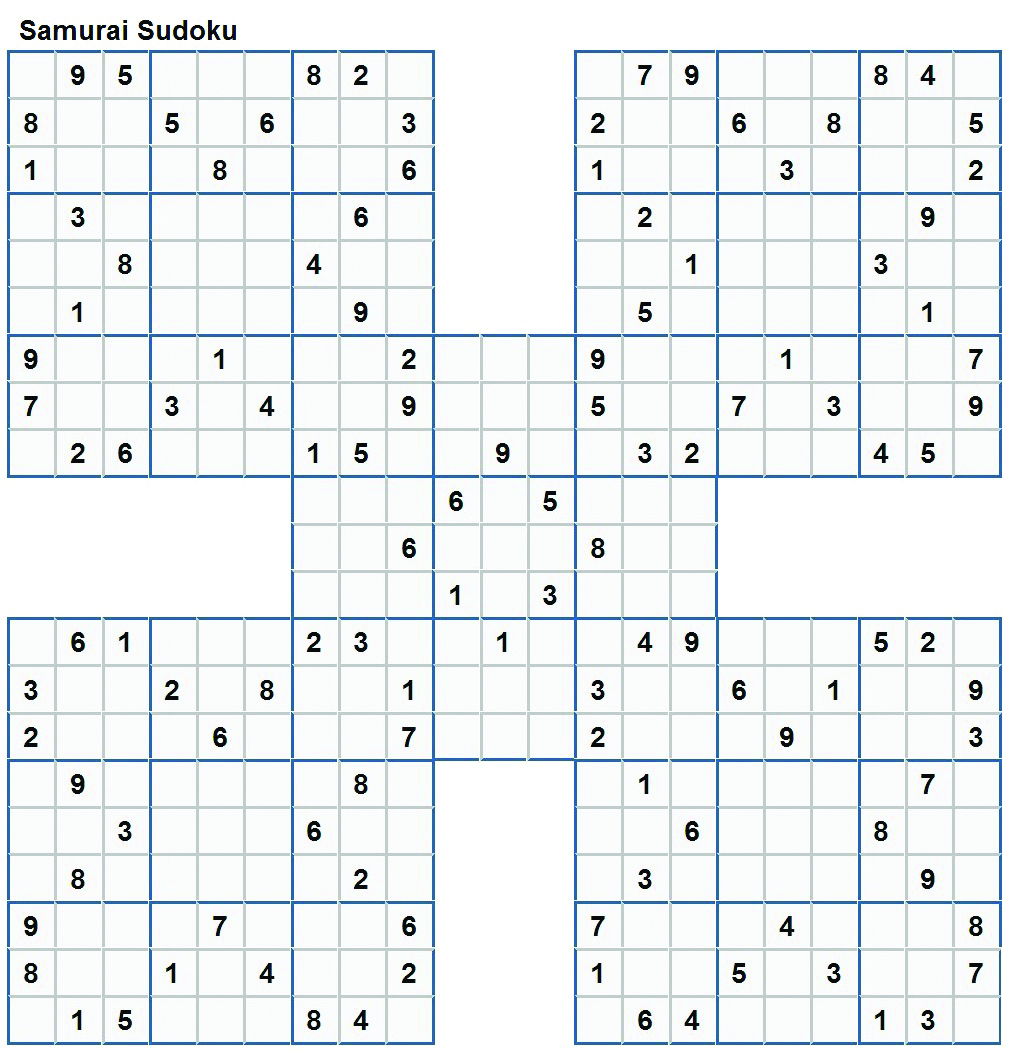 Sweet Printable Samurai Sudoku Bates Blog